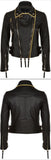 'The Biker' Regimental-Trimmed Genuine Leather Biker Jacket - DESIGNER INSPIRED FASHIONS