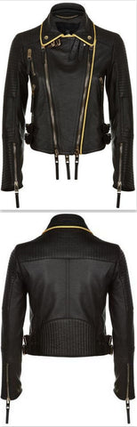 'The Biker' Regimental-Trimmed Genuine Leather Biker Jacket - DESIGNER INSPIRED FASHIONS