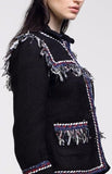 Star-Embellished Fringe Tweed Jacket - DESIGNER INSPIRED FASHIONS