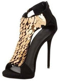 Sequin-Embellished T-Strap Sandals
