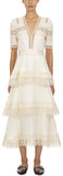 Cream Tiered Midi Dress
