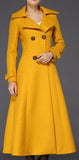 Full-Length Wool Pea Coat in Yellow - DESIGNER INSPIRED FASHIONS