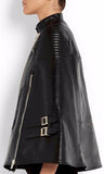 Faux-Leather Biker Cape Jacket in Black - DESIGNER INSPIRED FASHIONS