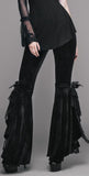 Black Flared Floral Applique Velour Pants - DESIGNER INSPIRED FASHIONS