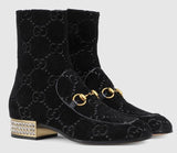 Horsebit GG Velvet Boot with Crystals