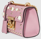 Padlock Pearl Studded Leather Shoulder Bag - (Various colors to choose from) - DESIGNER INSPIRED FASHIONS