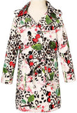 Leopard & Cherry Print Trench Coat - DESIGNER INSPIRED FASHIONS