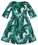 Banana Leaf Printed Dress - DESIGNER INSPIRED FASHIONS