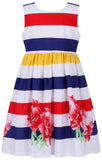 Striped Floral Printed Dress - DESIGNER INSPIRED FASHIONS