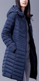 Paneled Hooded Down Coat in Deep Blue - DESIGNER INSPIRED FASHIONS