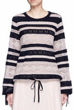 Striped Lacey Knit Sweater - DESIGNER INSPIRED FASHIONS