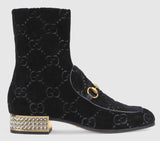 Horsebit GG Velvet Boot with Crystals