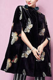 Velour Cape Coat with Embroidery - DESIGNER INSPIRED FASHIONS