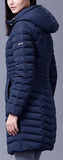 Paneled Hooded Down Coat in Deep Blue - DESIGNER INSPIRED FASHIONS