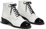 Lace-up White and Black Leather Booties