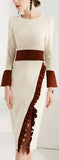 Ruffle-Contrast Sheath Dress