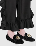 Velvet Ballet Flat with Bee, Black