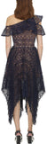 Navy Circle Floral Lace Midi Dress