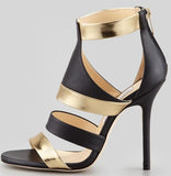 Gold Besso Textured and Mirrored Leather Sandals - DESIGNER INSPIRED FASHIONS