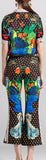 Print Short-Sleeve Top and Cropped Pant Set