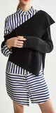 Asymmetrical Knit Sweater and Stripe Shirt-Dress