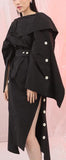 Button-Embellished Backless Dress- Apricot or Black