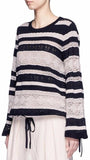 Striped Lacey Knit Sweater - DESIGNER INSPIRED FASHIONS