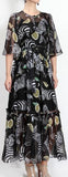 Orange & Zebra Print Chiffon Dress, Black