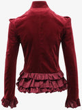 Ruffled Velvet Military Jacket