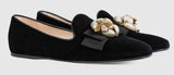 Velvet Ballet Flat with Bee, Black