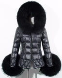 Black Faux-Fur Trim Down Jacket - DESIGNER INSPIRED FASHIONS