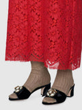 Velvet Mid-Heel Slide with Bee - Black or Red