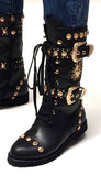 Black Studded Leather Boots