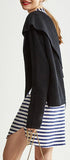 Asymmetrical Knit Sweater and Stripe Shirt-Dress
