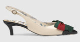 Leather Sling-Back Pump with Web Bow