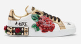 Sneakers In Printed Nappa Calfskin With Applications