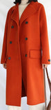 Double-Breasted High-Collar Wool/Cashmere Coat - Yellow, Deep Terracotta or Light Camel