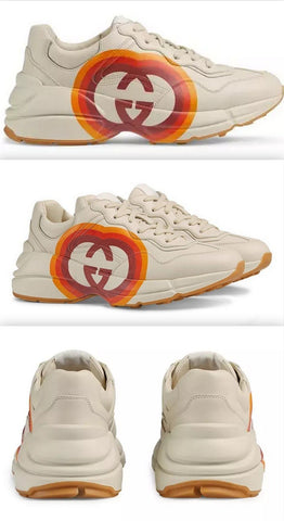 Rhyton Sneakers with Interlocking G and Heart