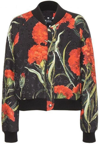 Carnation Print Bomber Jacket - DESIGNER INSPIRED FASHIONS