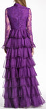 Ruffled Lace Tiered Gown, Purple