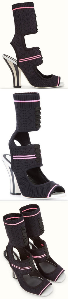 Knitted Open-Toe Sandals - Black - DESIGNER INSPIRED FASHIONS