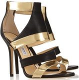 Gold Besso Textured and Mirrored Leather Sandals - DESIGNER INSPIRED FASHIONS