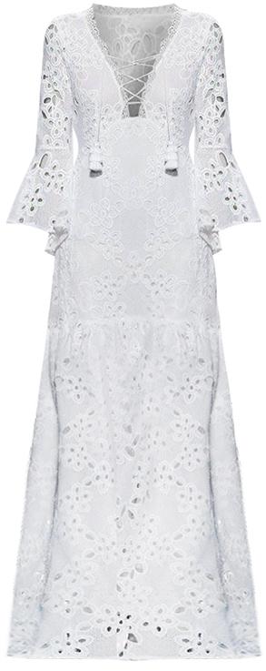 Lace-up Macrame-Lace Maxi Dress