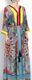 Color-Contrast Tassel-Belted Maxi Dress