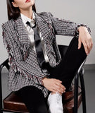 Asymmetric Fringed Tweed Jacket - DESIGNER INSPIRED FASHIONS