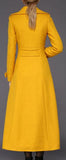 Full-Length Wool Pea Coat in Yellow - DESIGNER INSPIRED FASHIONS
