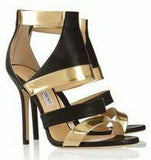 Gold Besso Textured and Mirrored Leather Sandals - DESIGNER INSPIRED FASHIONS