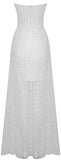 Strapless Bandage Polka Dot Tulle Gown, White
