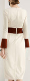 Ruffle-Contrast Sheath Dress