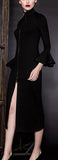 Black Bell-Sleeve Zip Midi Dress - DESIGNER INSPIRED FASHIONS